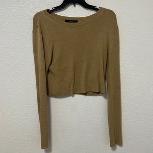 RIBBED TAN LONGSLEEVE CROPPED